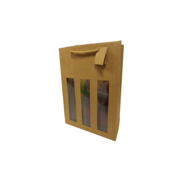 Sac kraft 3 bouteilles