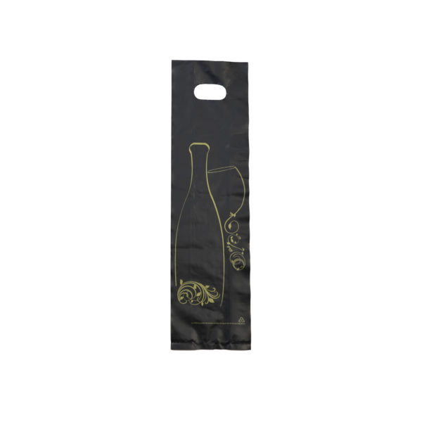 Sac noir et or pour une bouteille